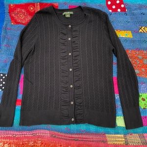 VTG Eddie Bauer Black Cotton Cardigan, Large